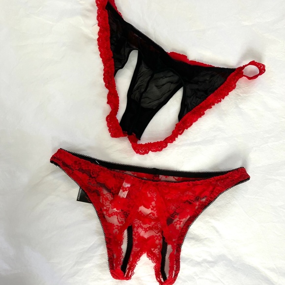 NWT 2 pair sexy panties, red and black, size XL/OS - Picture 2 of 9